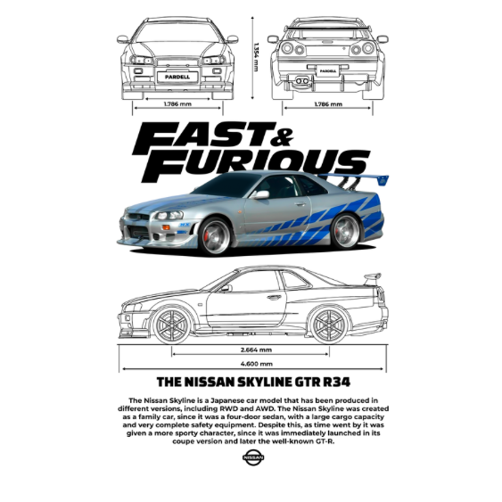 Fast & Furious Nissan Skyline GTR DTF Transfer