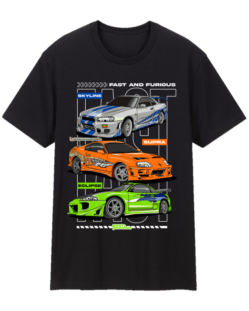 Fast & Furious Skyline, Supra, Eclipse Tee Shirt