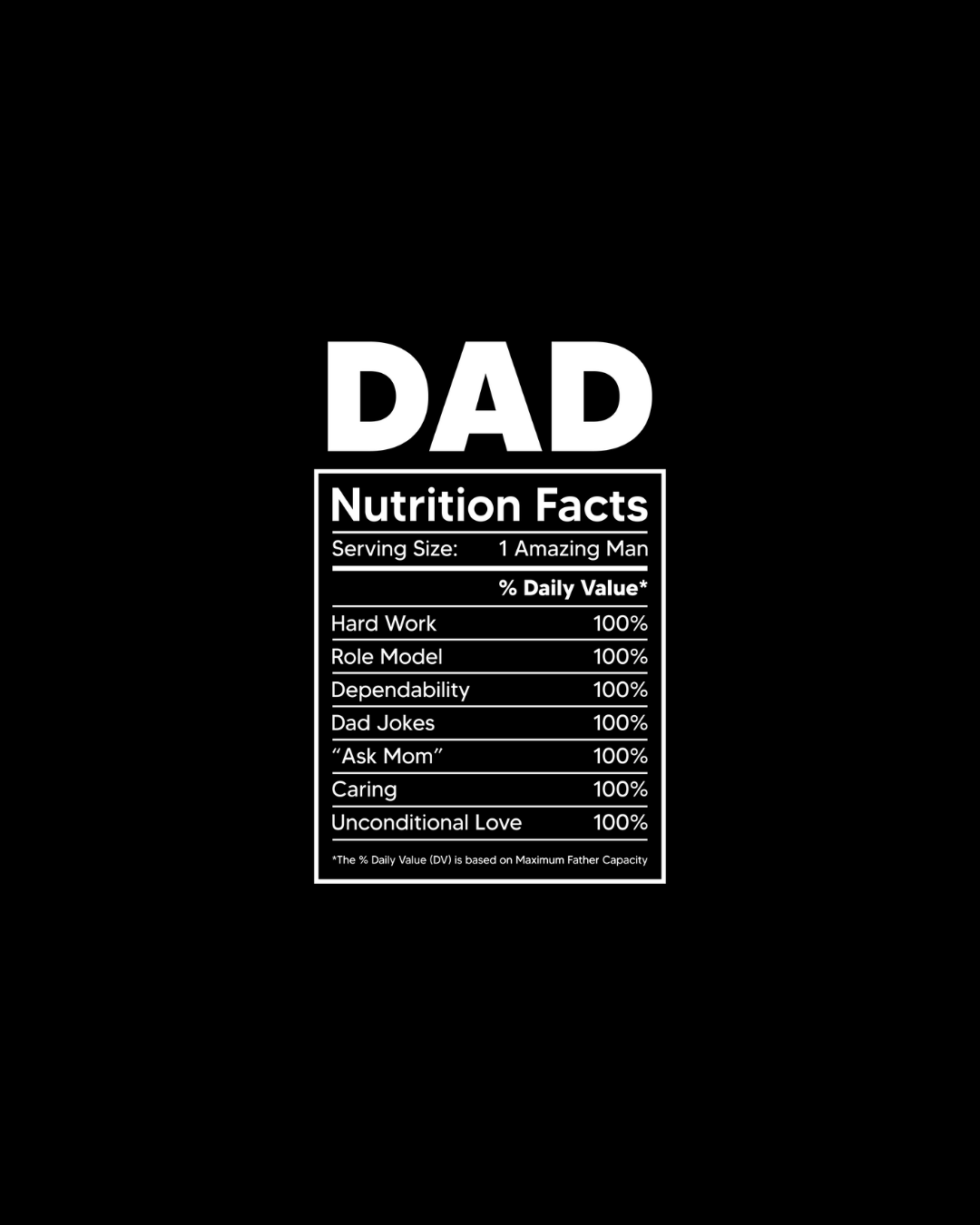Dad Nutrition Facts DTF Transfer