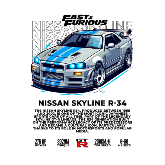 Nissan GTR Skyline R34 DTF Transfer