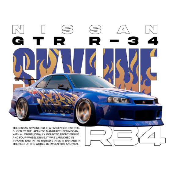 Nissan GTR Skyline R34 DTF Transfer