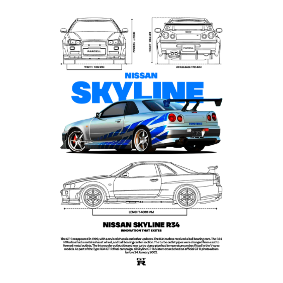 Nissan GTR Skyline DTF Transfer