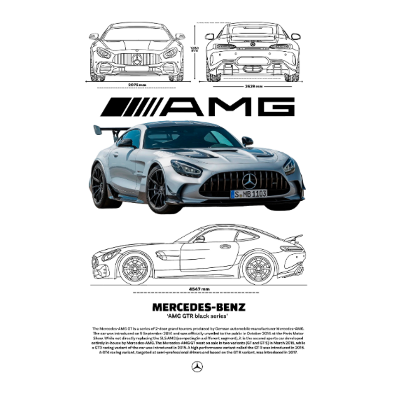 Mercedes Benz AMG GTR Black DTF Transfer