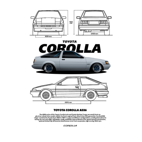 Toyota Corolla AE86 DTF Transfer