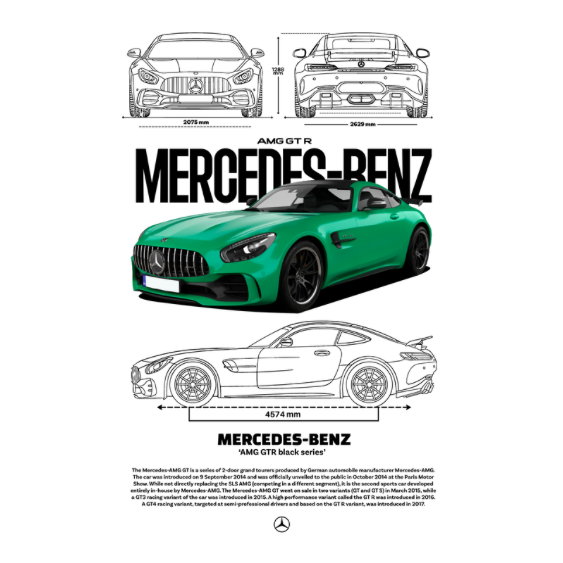 Mercedes Benz AMG GTR Black Series DTF Transfer