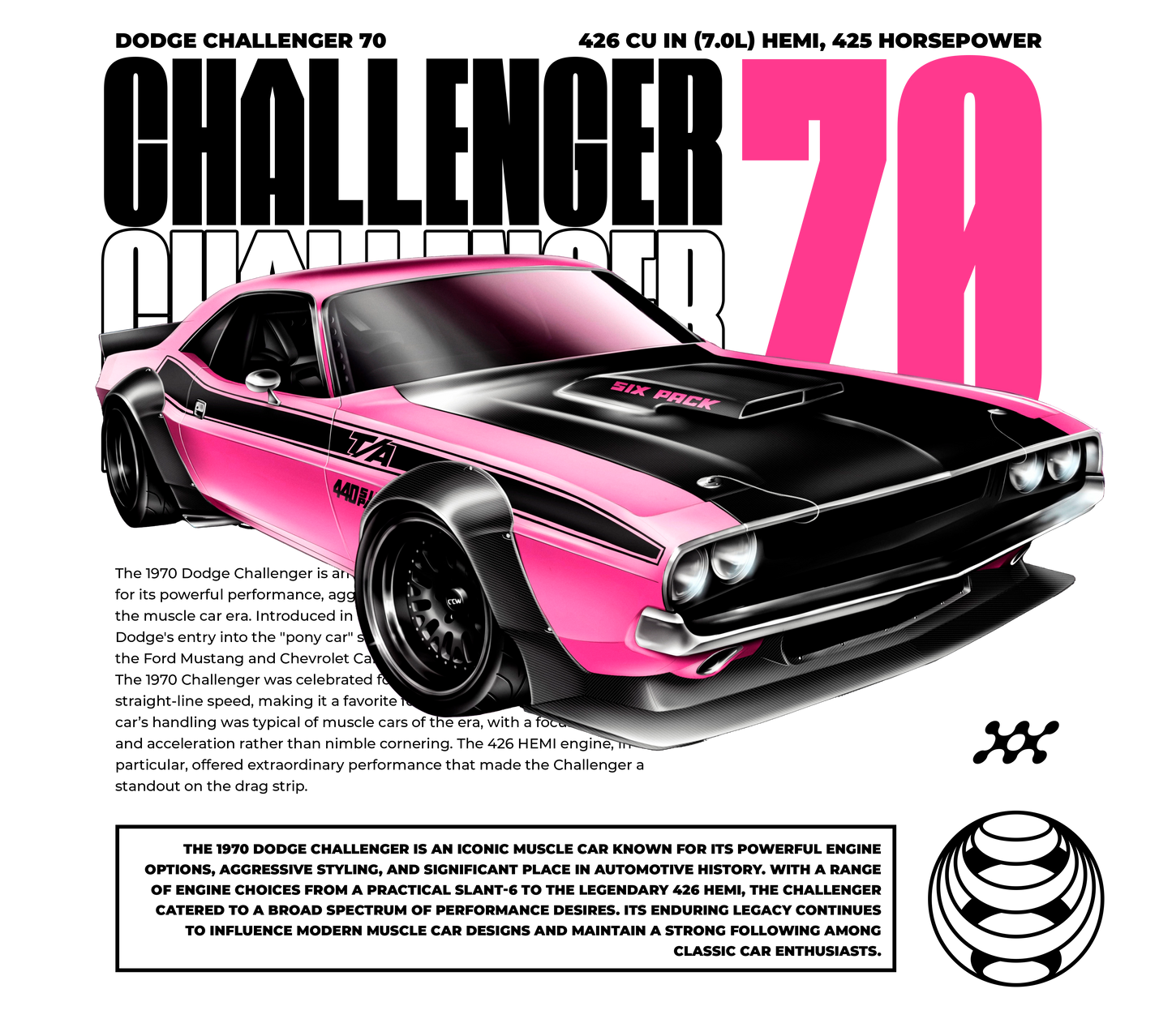 Dodge Challenger 70 DTF Transfer