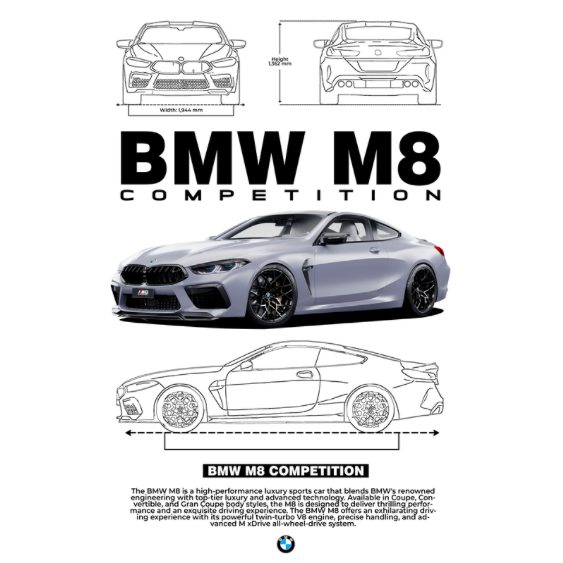 BMW M8 Competition DTF Transfer