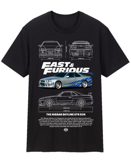 Fast & Furious Nissan Skyline GTR R34 Tee Shirt