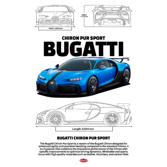 Bugatti Chiron Pure Sport DTF Transfer