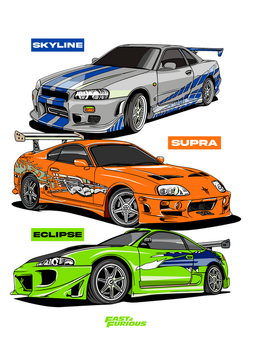 Fast & Furious Skyline Supra Eclipse DTF Transfer