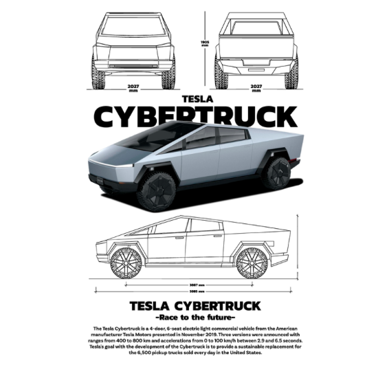 Tesla Cybertruck DTF Transfer