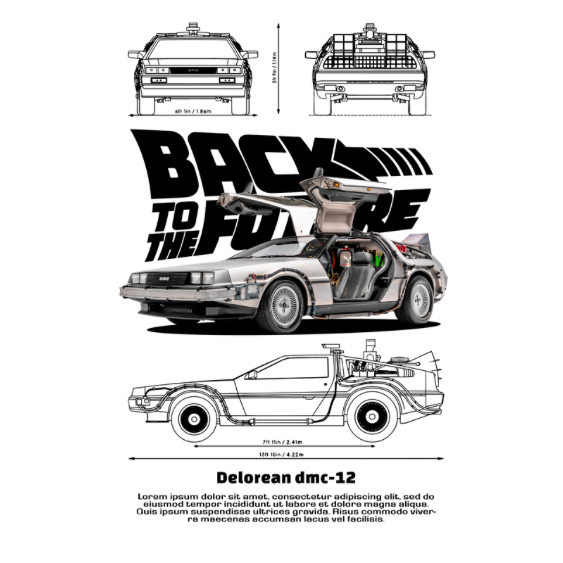 Back To The Future Delorean DTF Transfer