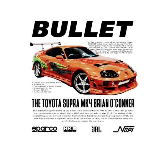 Toyota Supra MK4 Brian O’ Conner DTF Transfer